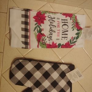 Checkered Christmas towel and potholder